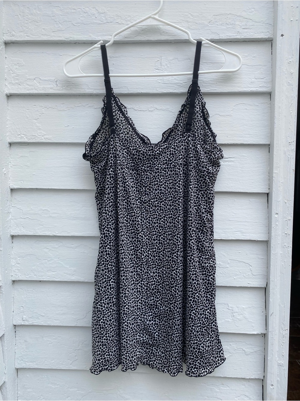 smart & sexy Black and White Leopard Spots Lace-Trim Chemise Tank Mini Dress - Picture 5 of 7